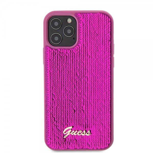 Guess iPhone 12/iPhone 12 Pro Deksel Sequin Fuschia