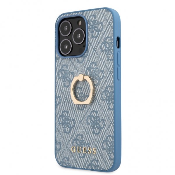 Guess iPhone 13 Pro Deksel Ring Stand Blå