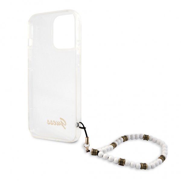 Guess iPhone 13 Pro Deksel Pearl Handle Script Logo Hvit