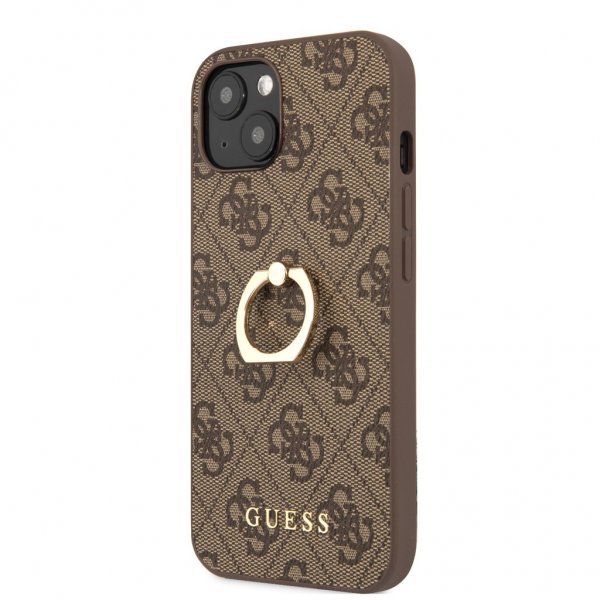 Guess iPhone 13 Deksel Ring Stand Brun