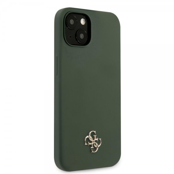 Guess iPhone 13 Deksel Silicone Metal Logo 4G Grønn