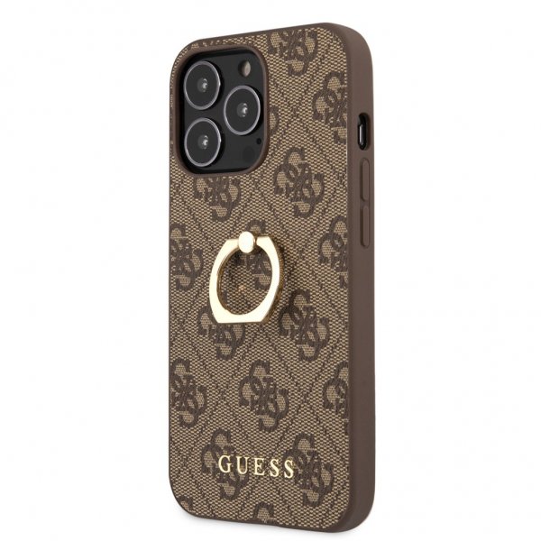 Guess iPhone 13 Pro Max Deksel Ring Stand Brun