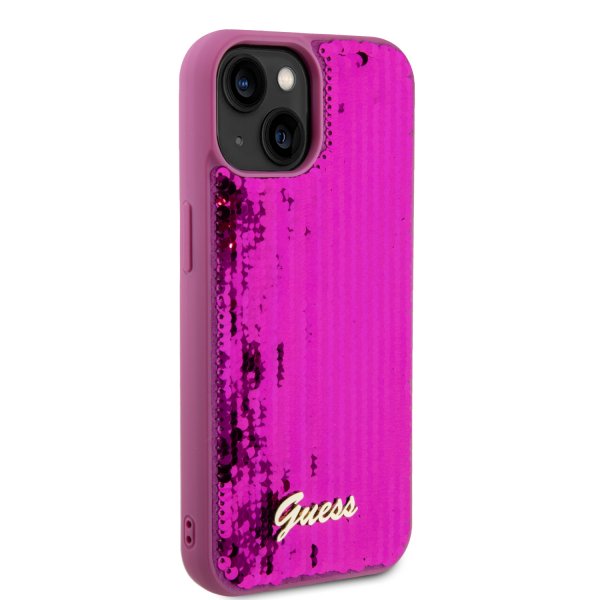 Guess iPhone 15 Deksel Sequin Fuschia
