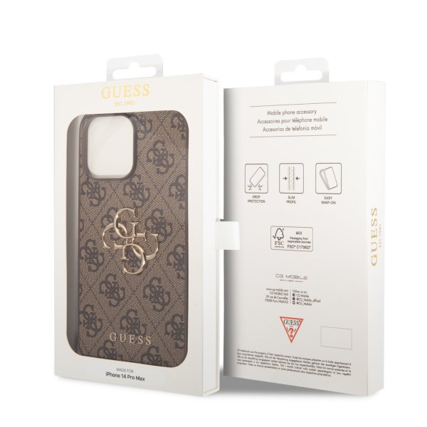 Guess iPhone 15 Pro Max Deksel 4G Logo Brun