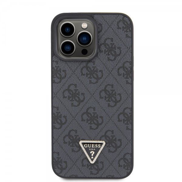 Guess iPhone 15 Pro Max Deksel 4G Metal Triangle Strass Svart