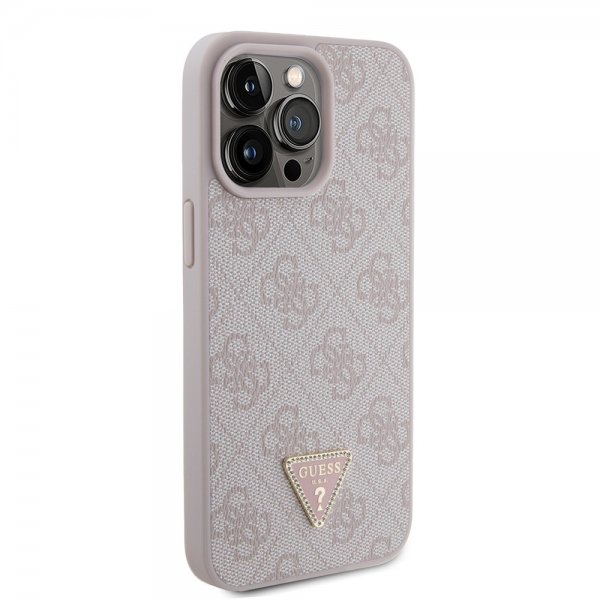 Guess iPhone 15 Pro Max Deksel 4G Metal Triangle Strass Rosa