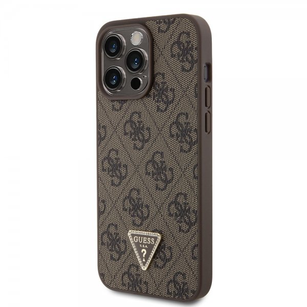 Guess iPhone 15 Pro Max Deksel Metal Logo Strass Crossbody Strap Brun