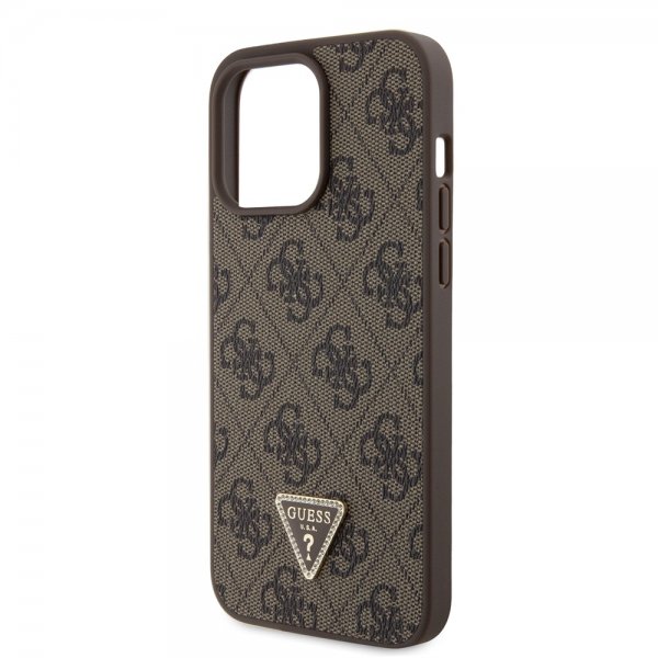 Guess iPhone 15 Pro Max Deksel Metal Logo Strass Crossbody Strap Brun