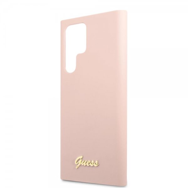 Guess Samsung Galaxy S22 Ultra Deksel Script Metal Logo Pale Pink