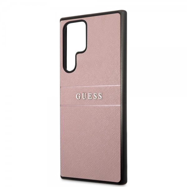Guess Samsung Galaxy S22 Ultra Deksel Saffiano Metal Logo Rosa
