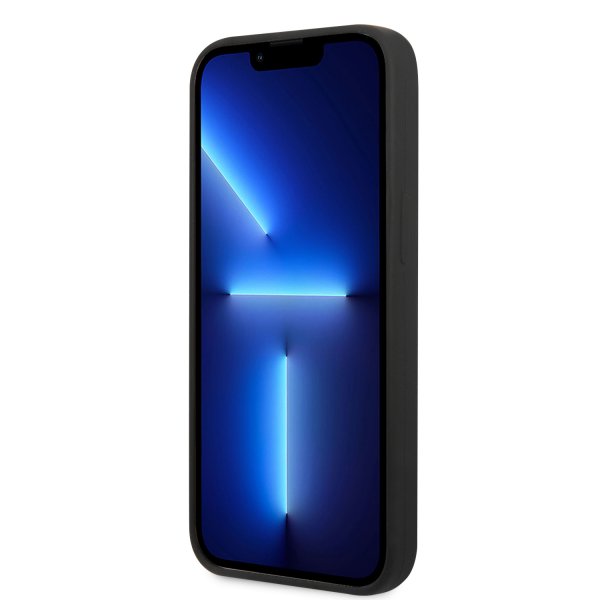 Guess iPhone 13 Pro Max Deksel Silicone Metal Plate MagSafe Svart