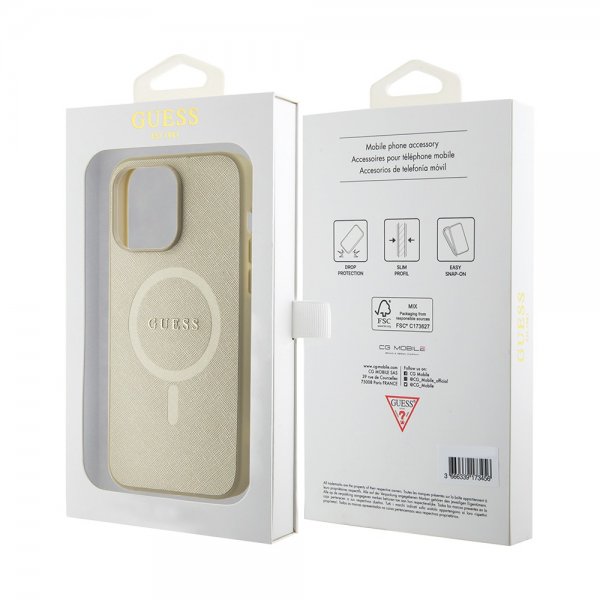 Guess iPhone 15 Pro Max Deksel Saffiano MagSafe Beige