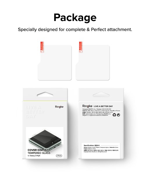 Ringke Samsung Galaxy Z Flip 5 Skjermbeskytter Cover Display Protector Glass 2-pakning