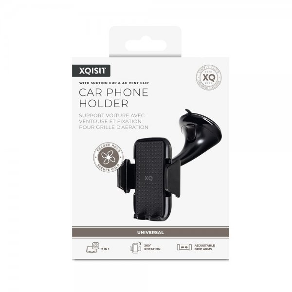 Xqisit Holder Car Phone Holder with Suction Cup & AC-vent Clip