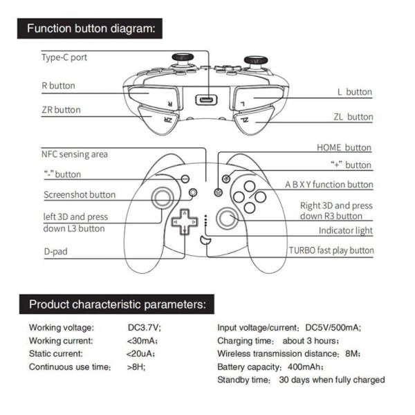 Ipega Håndkontroll for Nintendo Switch Hvit Blå