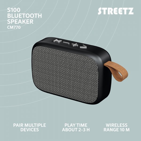 Streetz Høyttaler S100 Portable Compact Bluetooth Speaker Svart