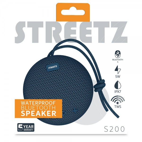 Streetz Høyttaler S200 Waterproof Bluetooth Speaker Blå