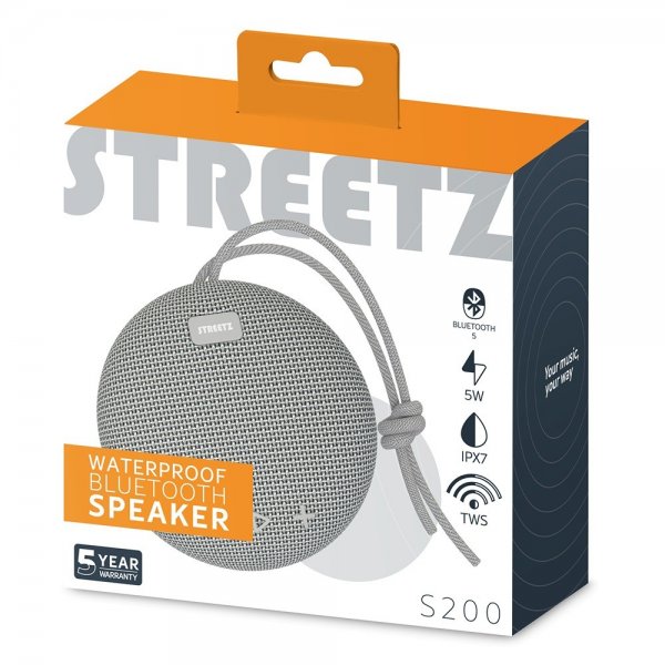 Streetz Høyttaler S200 Waterproof Bluetooth Speaker Grå