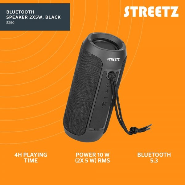 Streetz Høyttaler S250 Bluetooth Speaker 10W Svart