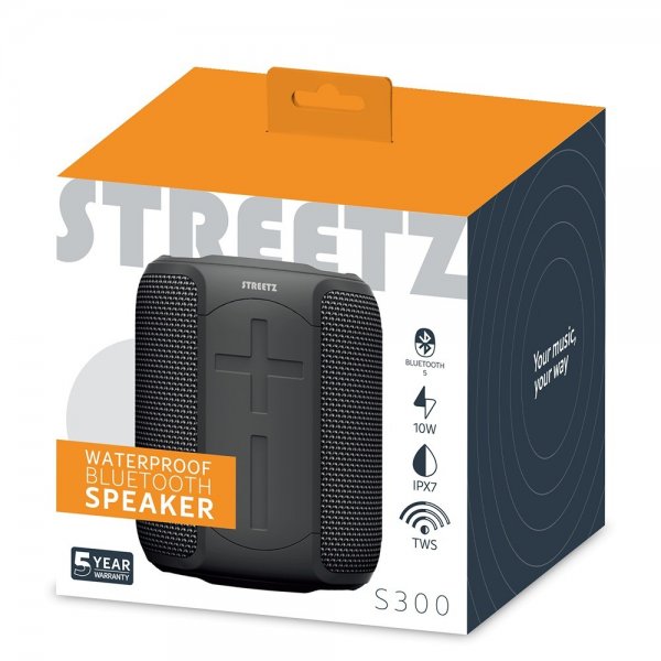 Streetz Høyttaler S300 Waterproof Bluetooth Speaker Svart