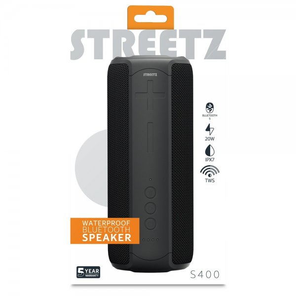 Streetz Høyttaler S400 Waterproof Bluetooth Speaker Svart