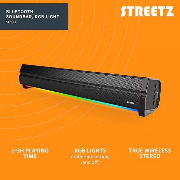 Streetz Høyttaler SB100 Bluetooth Soundbar Svart