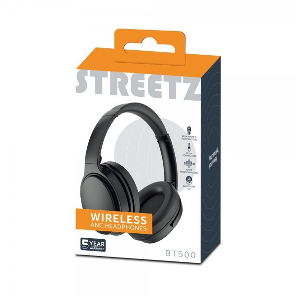 Streetz Hodetelefoner BT500 Wireless ANC Headphones Svart