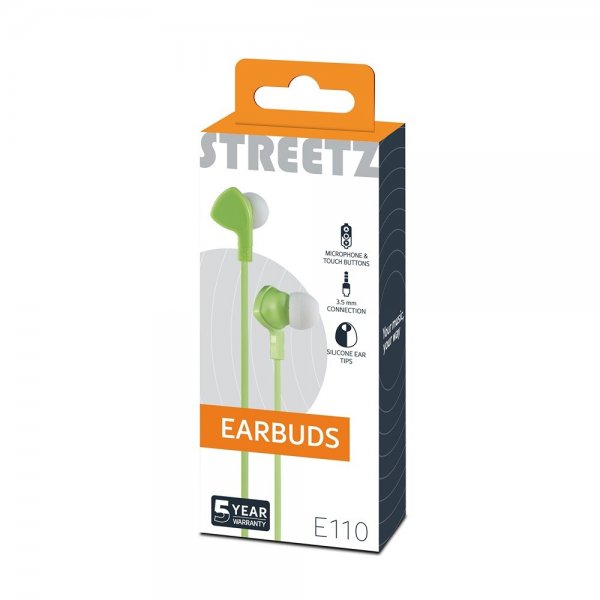 Streetz Hodetelefoner E110 Earbuds 3.5mm Grønn
