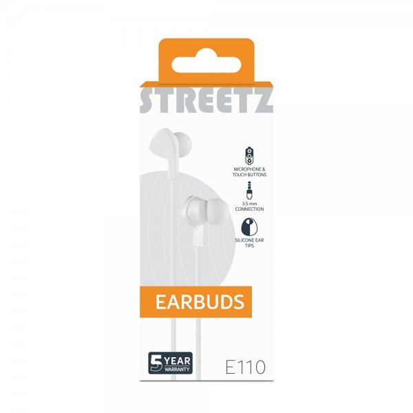 Streetz Hodetelefoner E110 Earbuds 3.5mm Hvit