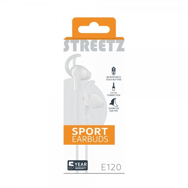 Streetz Hodetelefoner E120 Sport Earbuds 3.5mm Hvit