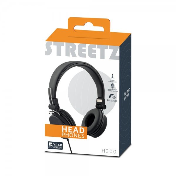 Streetz Hodetelefoner H300 Headphones 3.5mm Svart