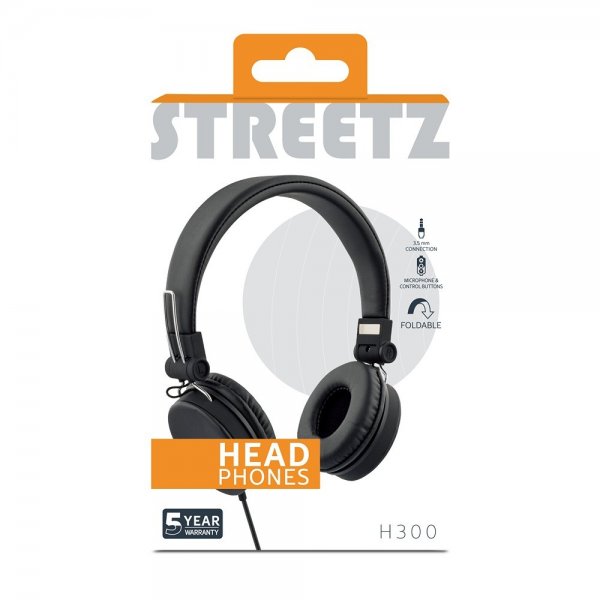 Streetz Hodetelefoner H300 Headphones 3.5mm Svart