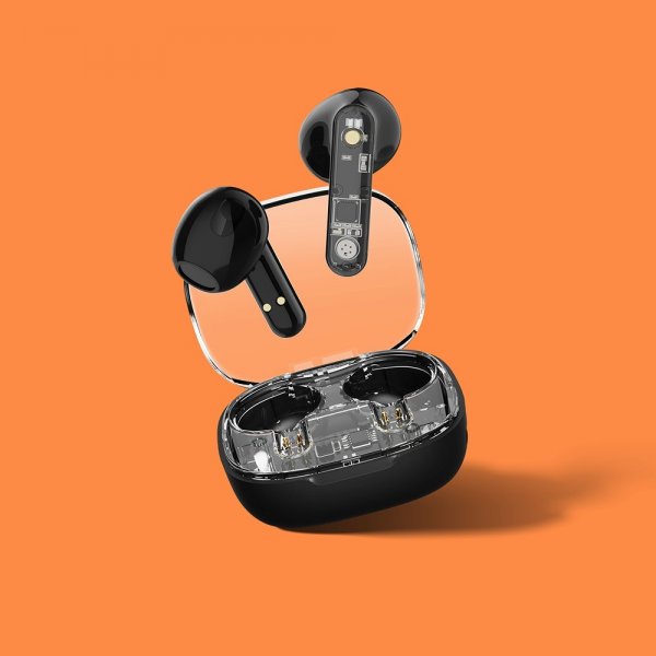 Streetz Hodetelefoner T150 Transparent True Wireless Earbuds Svart