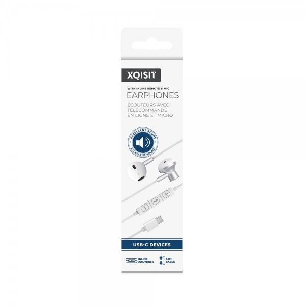 Xqisit Hodetelefoner USB-C Earphones Hvit