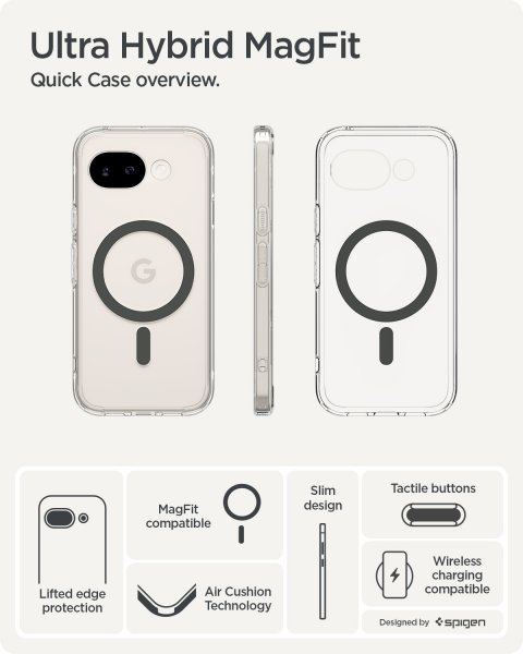 Spigen Google Pixel 10a Deksel Ultra Hybrid MagFit Clear Graphite