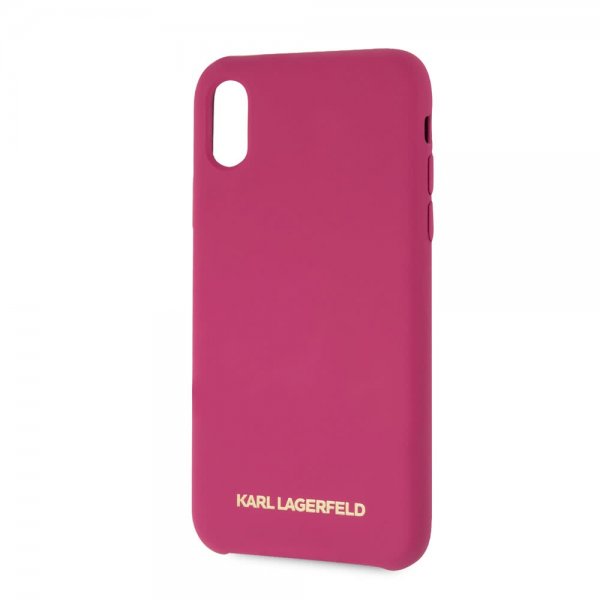 Karl Lagerfeld iPhone X/Xs Deksel Silikon LageRFeld Gull Logo Magenta