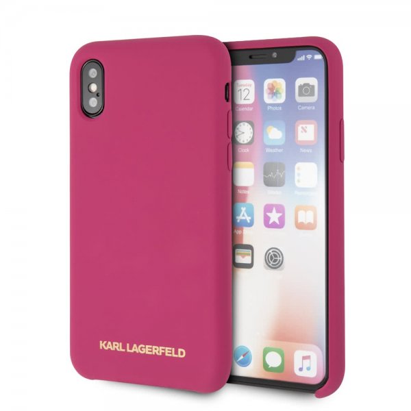 Karl Lagerfeld iPhone X/Xs Deksel Silikon LageRFeld Gull Logo Magenta