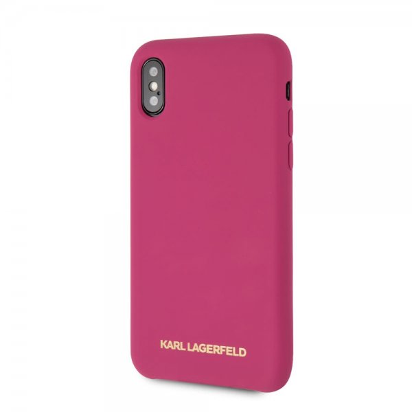 Karl Lagerfeld iPhone X/Xs Deksel Silikon LageRFeld Gull Logo Magenta
