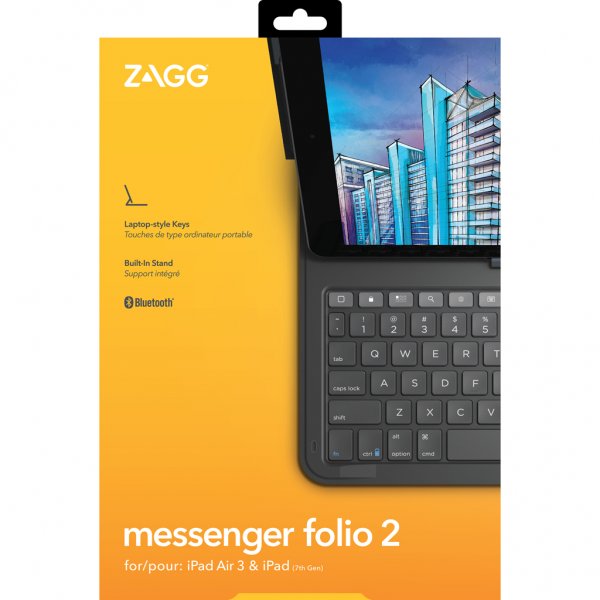 Zagg iPad 10.2 (gen 7/8/9) Etui med tastatur Messenger Folio 2 Charcoal
