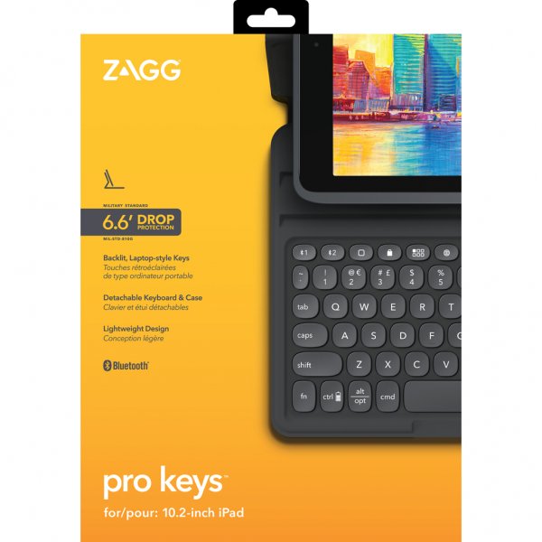 Zagg iPad 10.2 (gen 7/8/9) Etui Tastatur Pro Keys Nordic Svart Grå