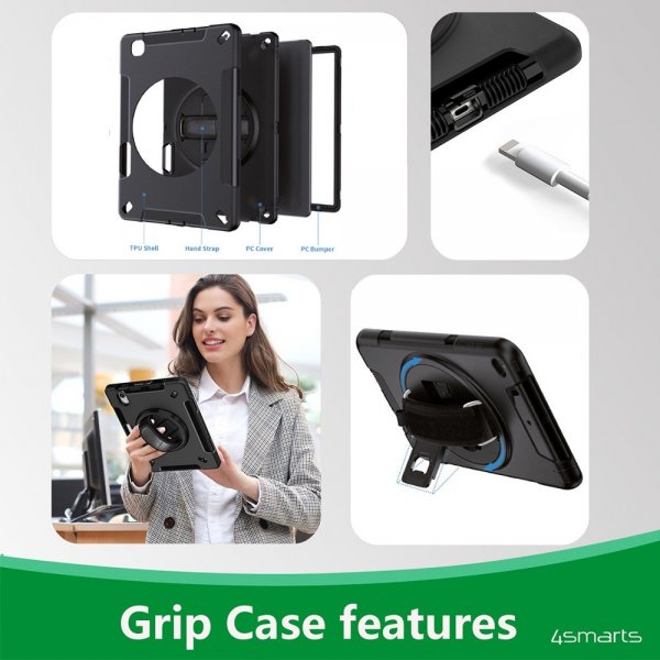 4smarts iPad 10.2 (gen 7/8/9) Deksel Rugged Case Grip Svart