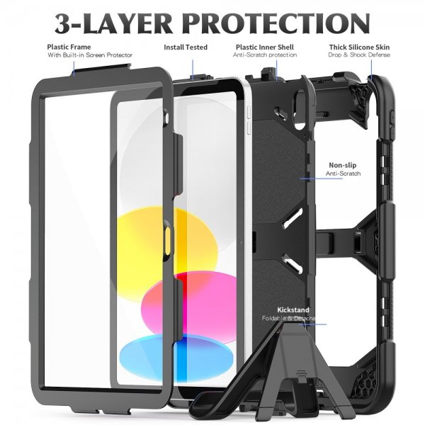 iPad 10.9 (gen 10)/iPad 11 (A16) Deksel Heavy Duty Armor Svart
