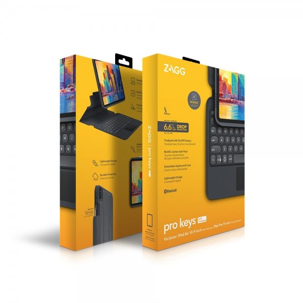Zagg iPad Air 10.9/iPad Pro 11 Etui med tastatur Pro Keys Trackpad Nordic Charcoal