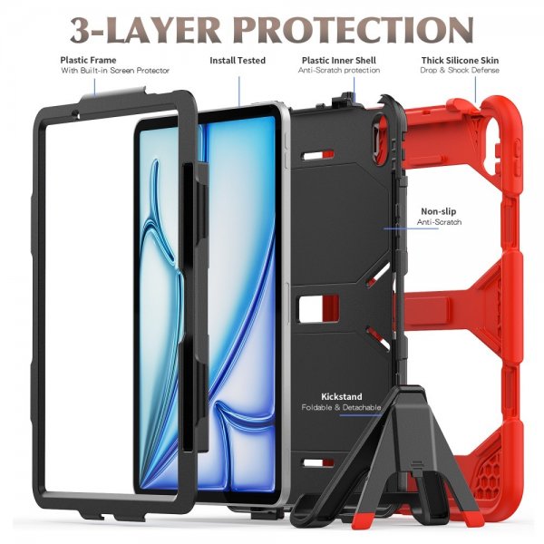 iPad Air 11 (M2/M3) Deksel Heavy Duty Armor Rød