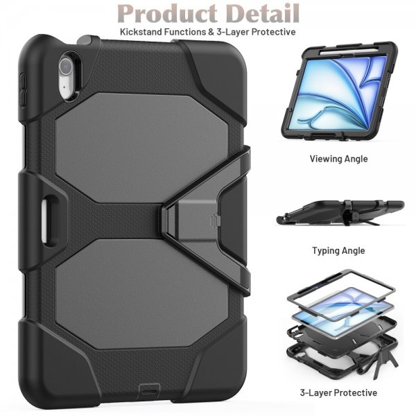 iPad Air 11 (M2/M3) Deksel Heavy Duty Armor Svart