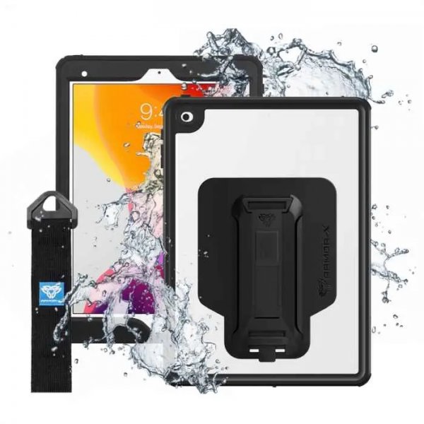 Armor-X iPad 10.2 (gen 7/8/9) Deksel Waterproof case Svart Transparent