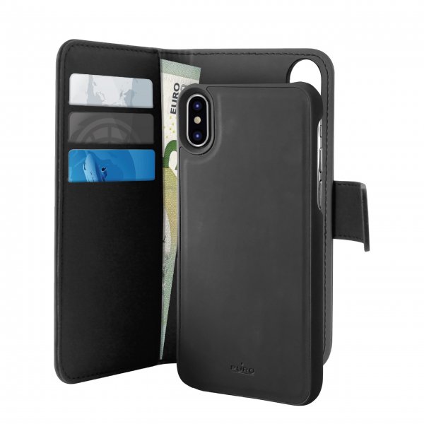 Puro iPhone X/iPhone Xs Etui Wallet Detachable 2 in 1 Svart