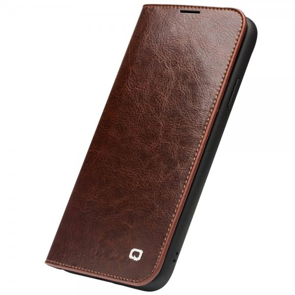 Qialino iPhone 11 Etui Ekte Skinn Kortlomme Brun