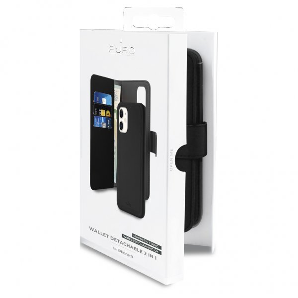 Puro iPhone 11 Etui Wallet Detachable 2 in 2 Svart