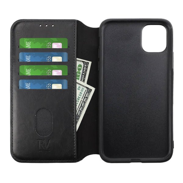 Rvelon iPhone 11 Etui Utbrettbar Kortlomme Svart